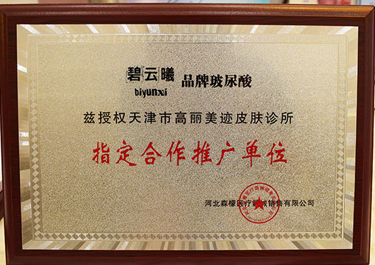 天津和平高麗美跡醫(yī)療美容碧云曦玻尿酸指定合作推廣單位